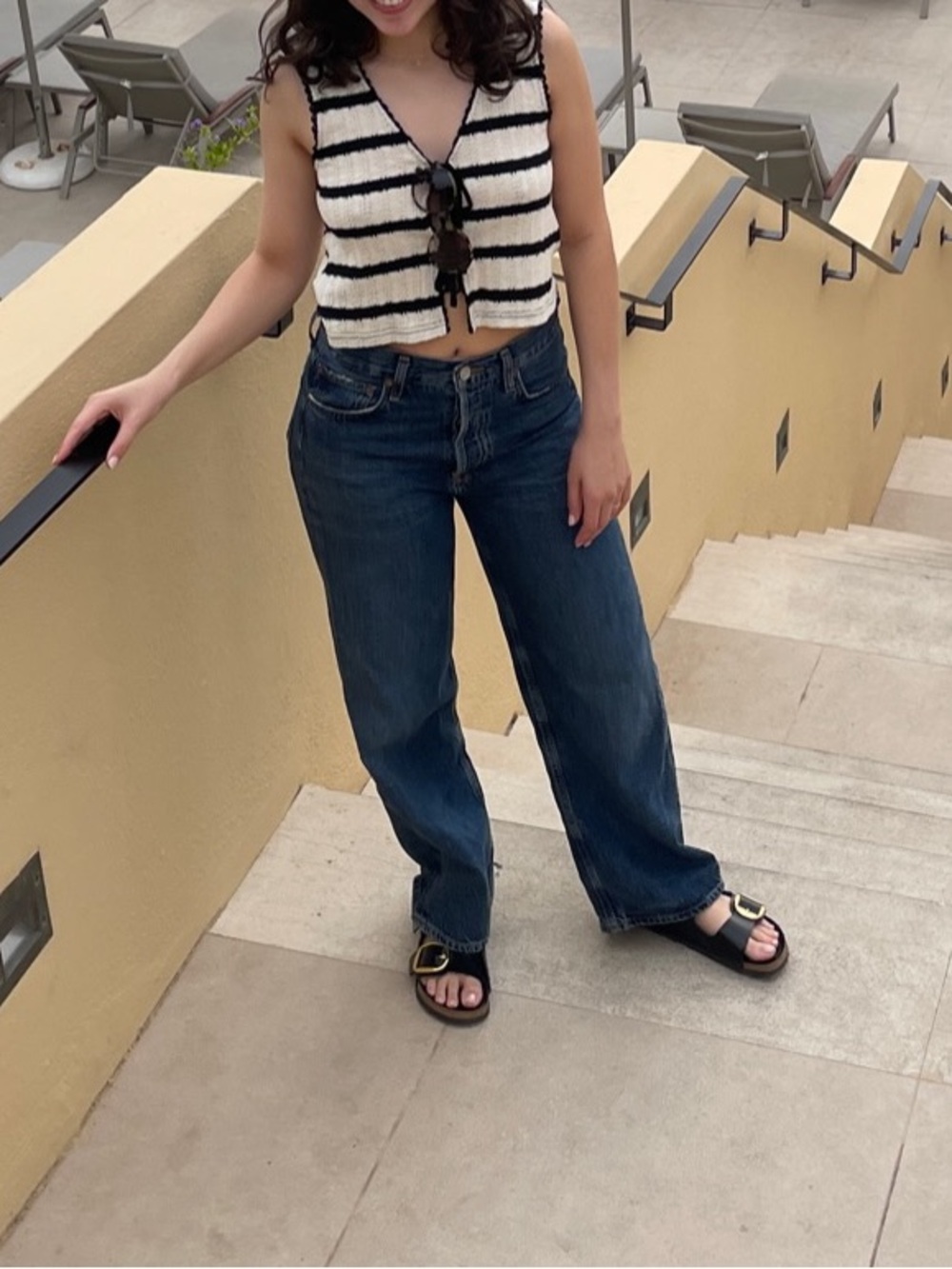 Mango Black and White stripe crochet top - Picture 2 of 10